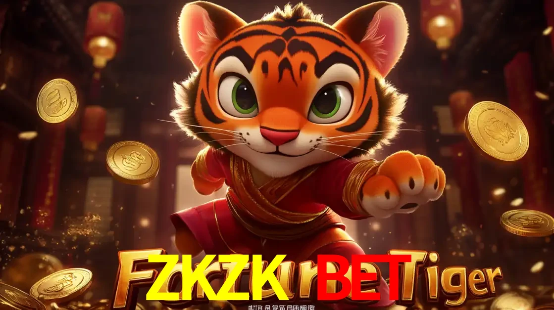 O carismático mascote do jogo de slot Fortune Tiger, um tigre fofo em pose de artes marciais, pronto para trazer sorte e multiplicadores de ganhos no cassino online ZKZK BET.