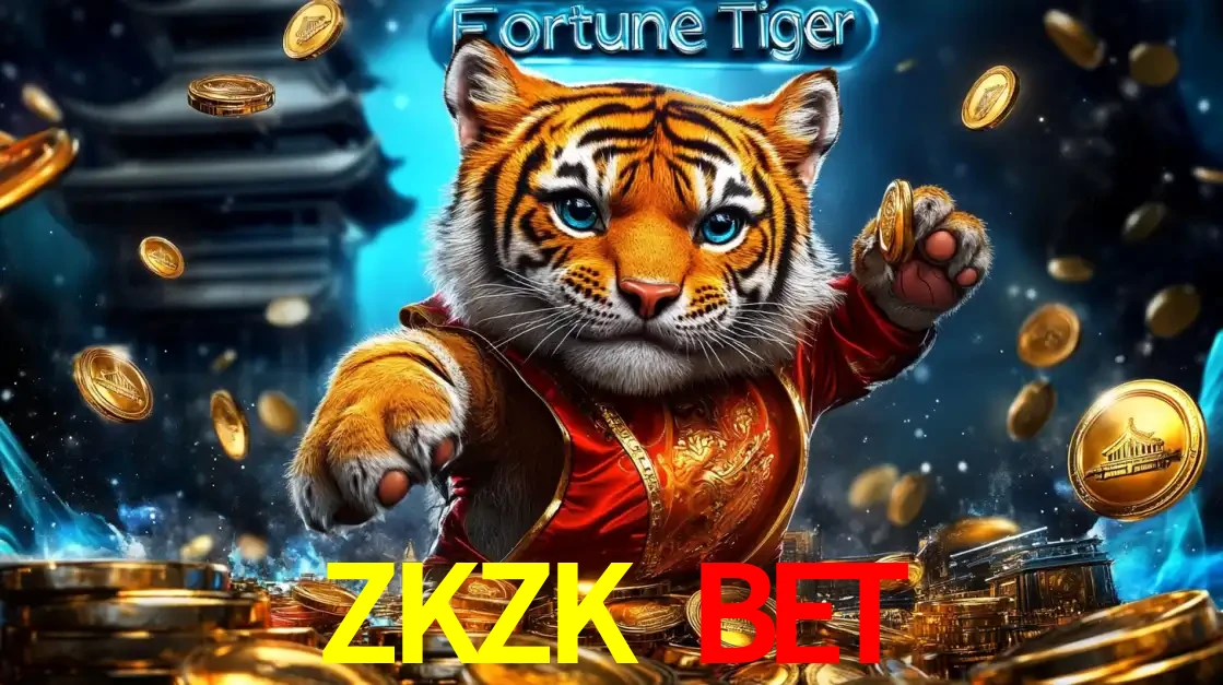 Imagem promocional do jogo de slot Fortune Tiger, com um tigre majestoso em traje tradicional cercado por uma fortuna em moedas de ouro, disponível agora no cassino ZKZK BET.